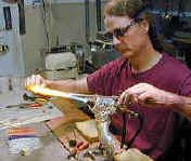 Chuck Pound making glass icicles